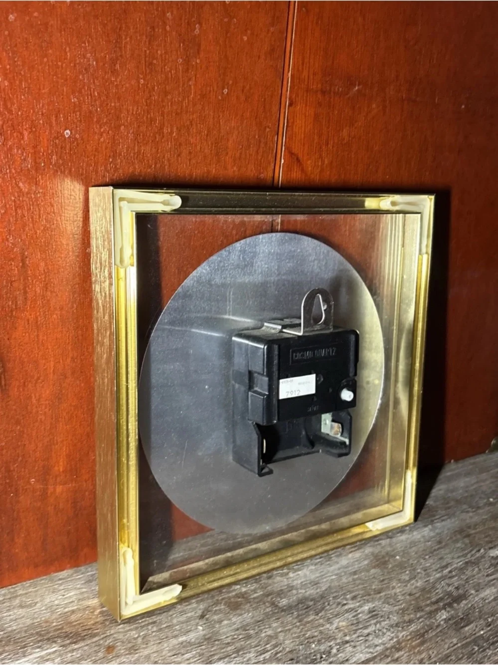 Vintage Brass Wall Clock Roman Numerals | Mid Century Square Frame